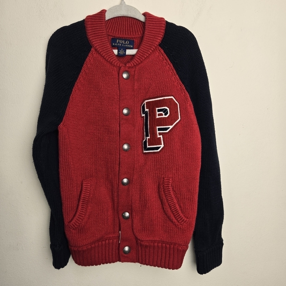 Polo Ralph Lauren Varsity‎ Cardigan size 6 100% Cotton